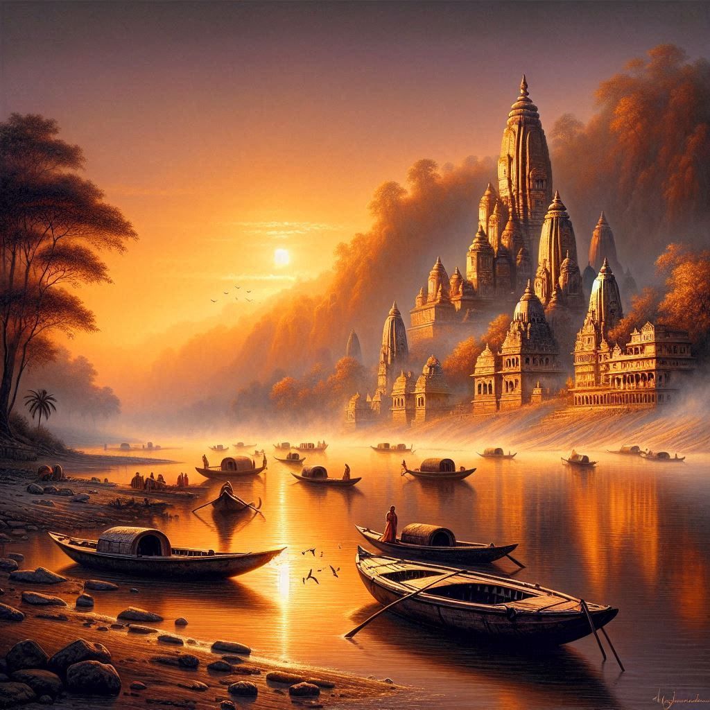 Golden Reverie over the Ganges