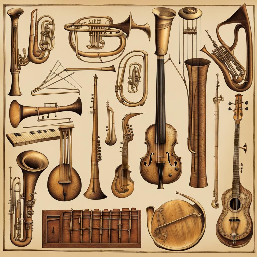 land created from musical instruments and music symbolism AI