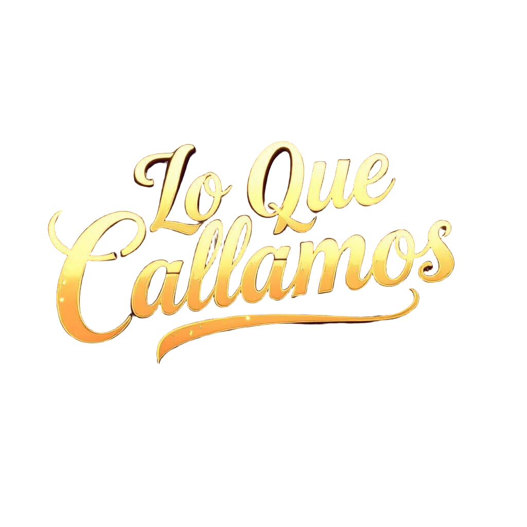 Create a bold and eye-catching logo for a streaming show. The text must appear exactly as written in Spanish: ‘Lo que Callamos’, complete, n...