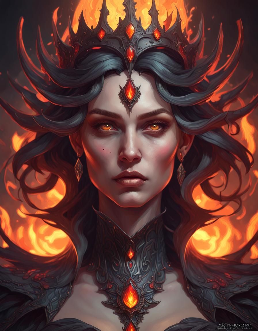 An astonishing queen of darkness with fiery eyes - AI Generated Artwork ...