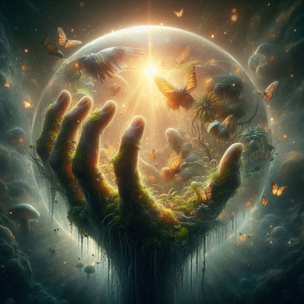 double exposure beautiful fantasy DALL-E 3 portrait landscape..