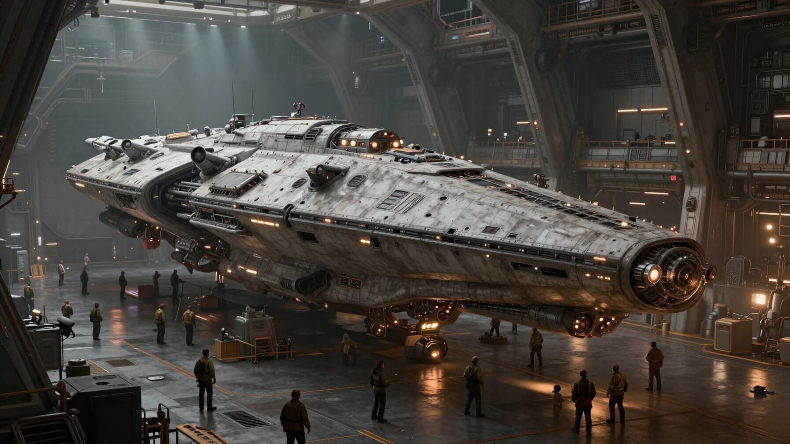 Spaceship in hanger  by @Superbear