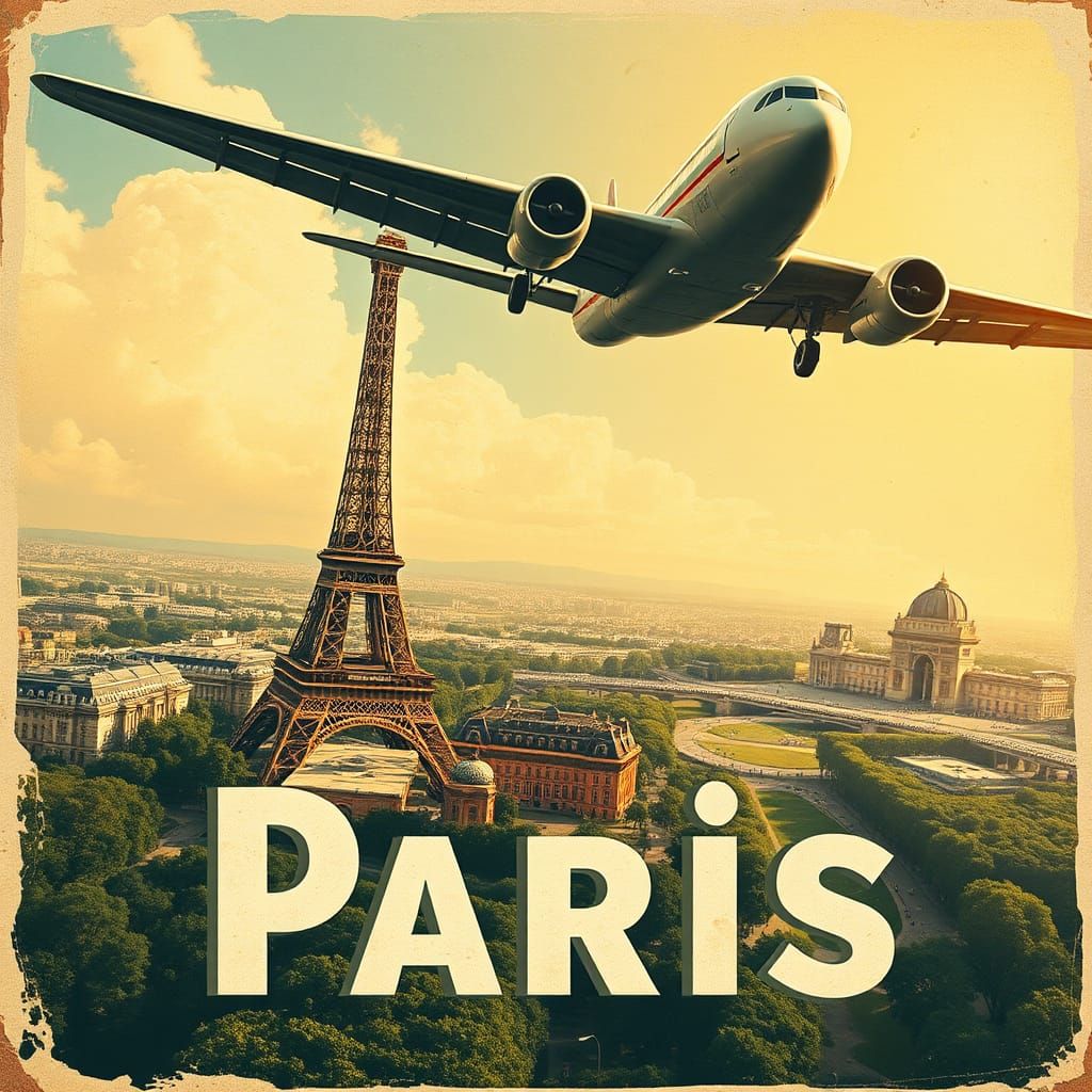 Paris - retro travel poster  by @raspfan
