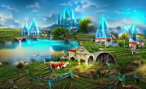 Fantasy farm city farmland country town fairyland magical ga...