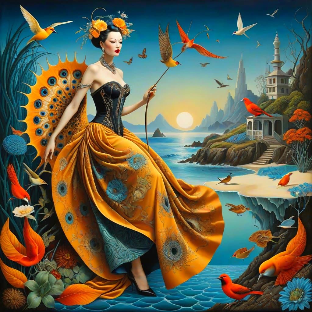 Surreal Lady in Extravagant Surroundings