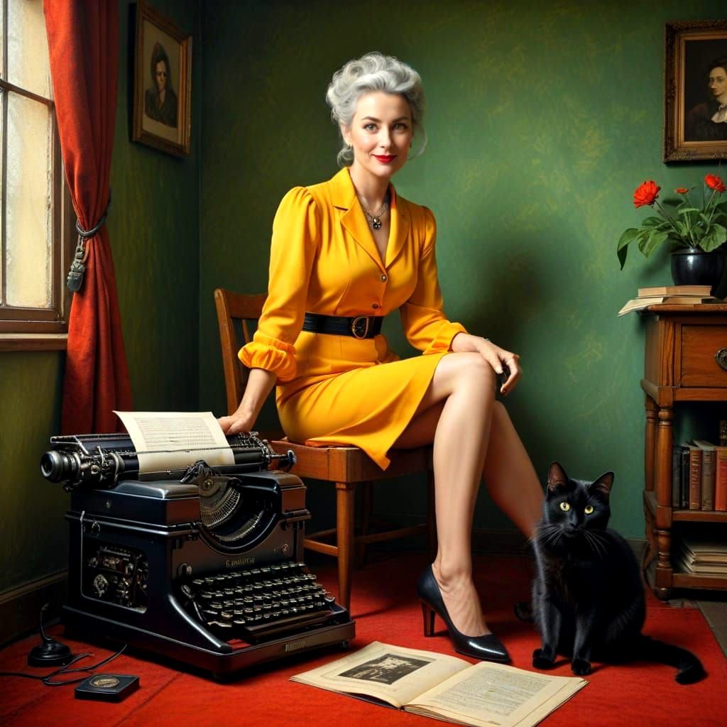 Surreal Alchemist Lady in Vibrant Colors