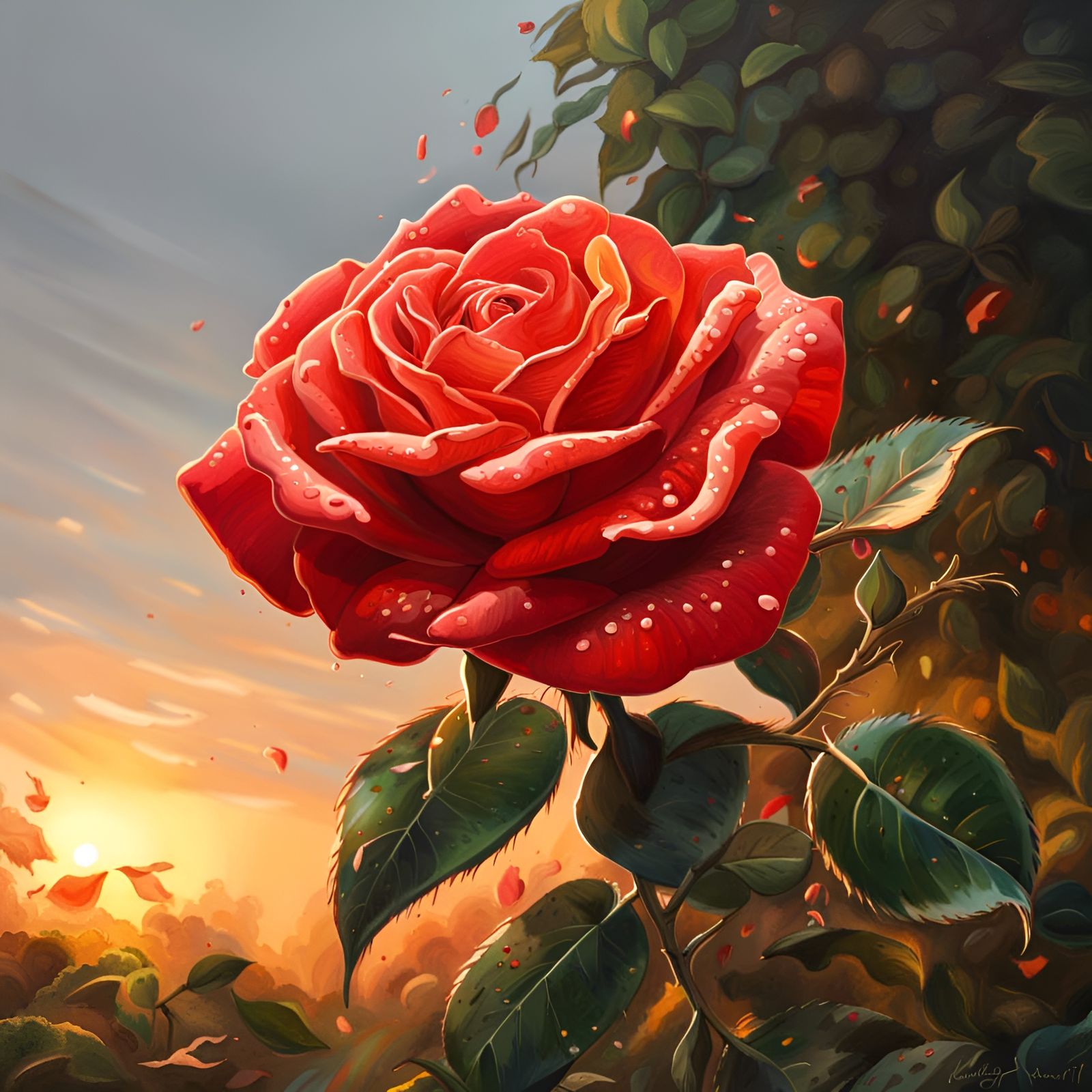 Sunrise Splendor: Leaping Rose's Beauty 🌞🎨🌹🌅   by @The Creator_X_