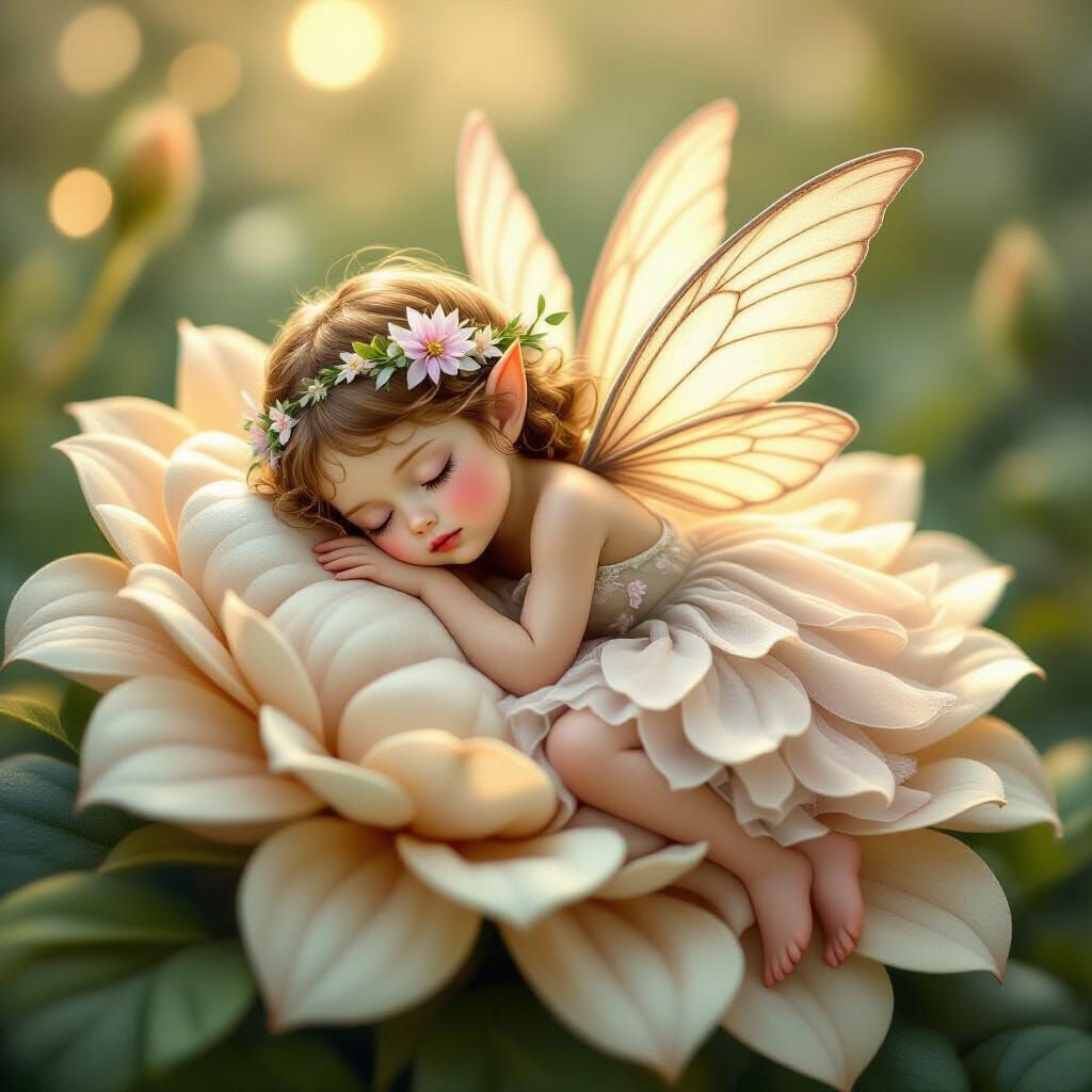 baby fairy sleeping on a flower  by @undefined