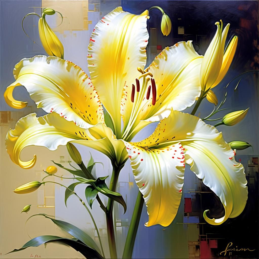 Lilium flower. Pino Daeni. golden ratio - AI Generated Artwork ...