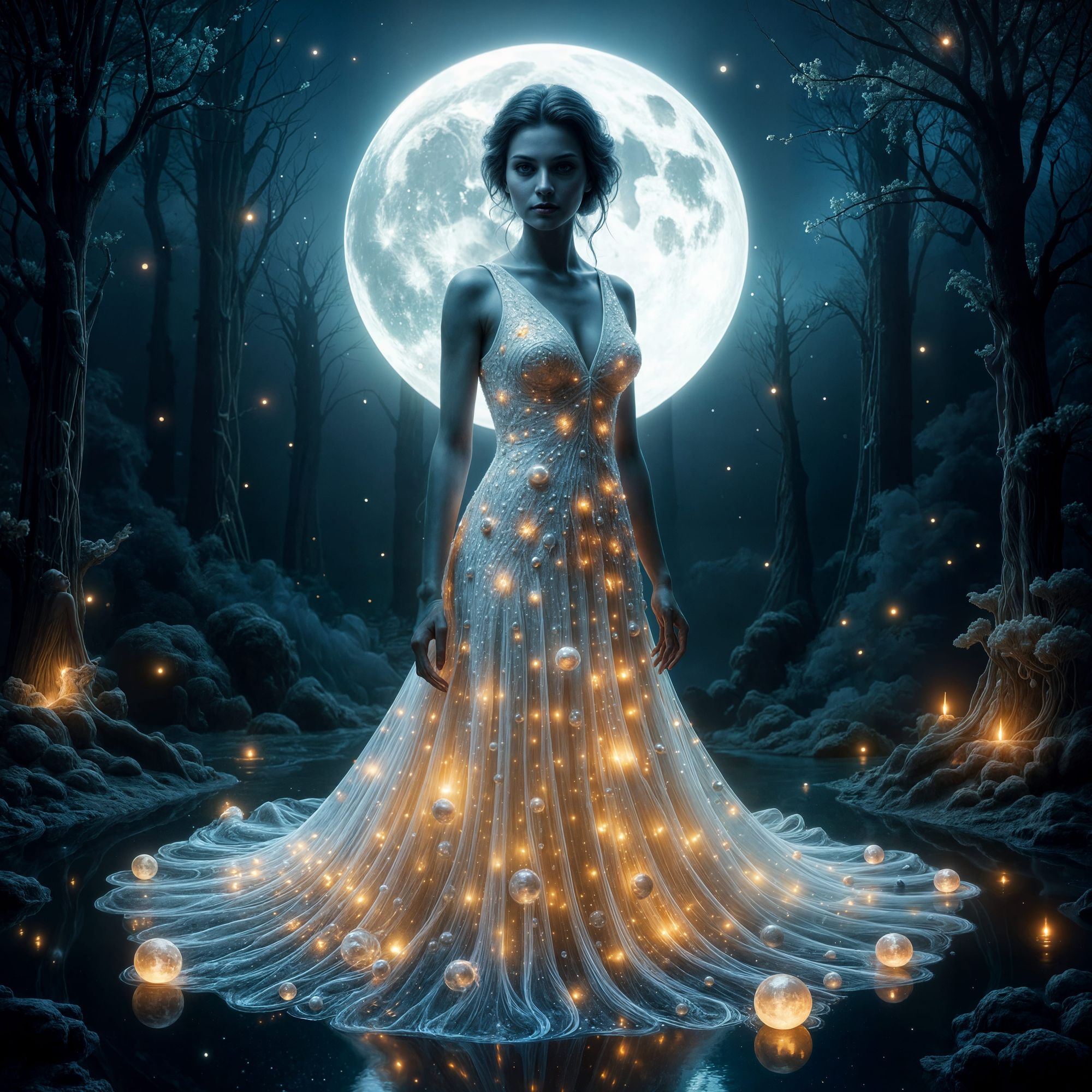 ANIMATE this picture so that throughout the animation progresses, the woman's moves two steps forward and then her head tilts slightly towar...