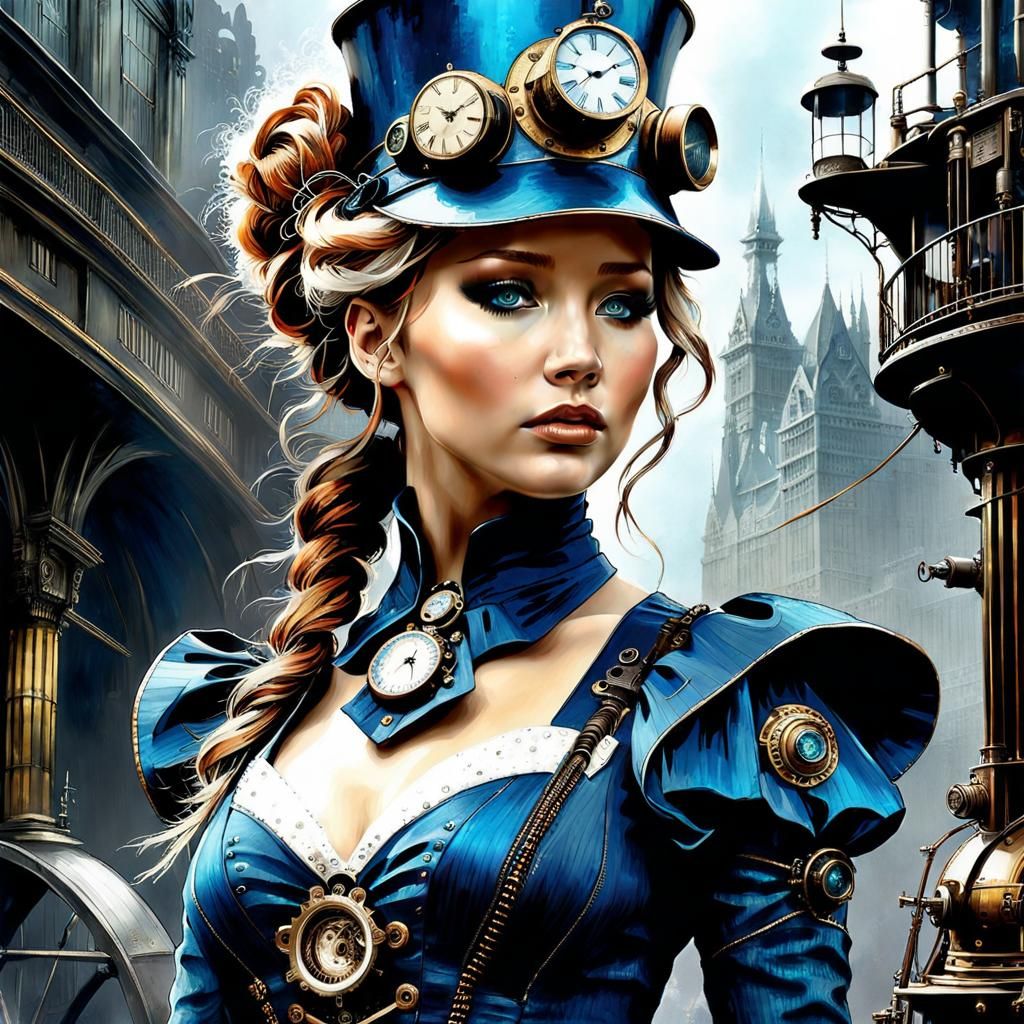 Jennifer Lawrence in a Steampunk world - AI Generated Artwork ...