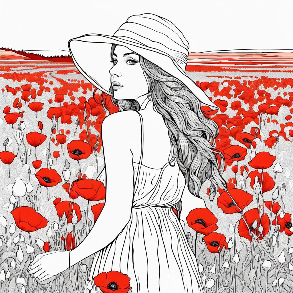 Young woman in a field of poppies  by @Joe S