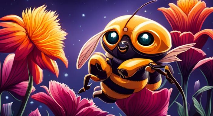 Smiling bumblebee insect storybook illustration Dan Mumford on a flower ...