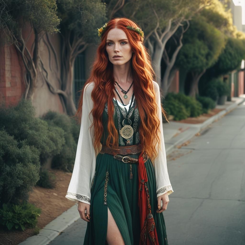 Modern Celtic Beauty in Los Angeles: Cinematic Film Still