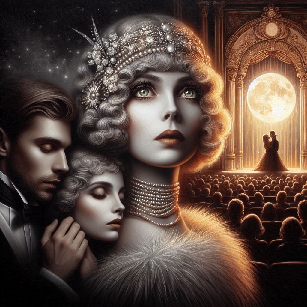 Moonlit Elegance: The Silent Cinema Queen