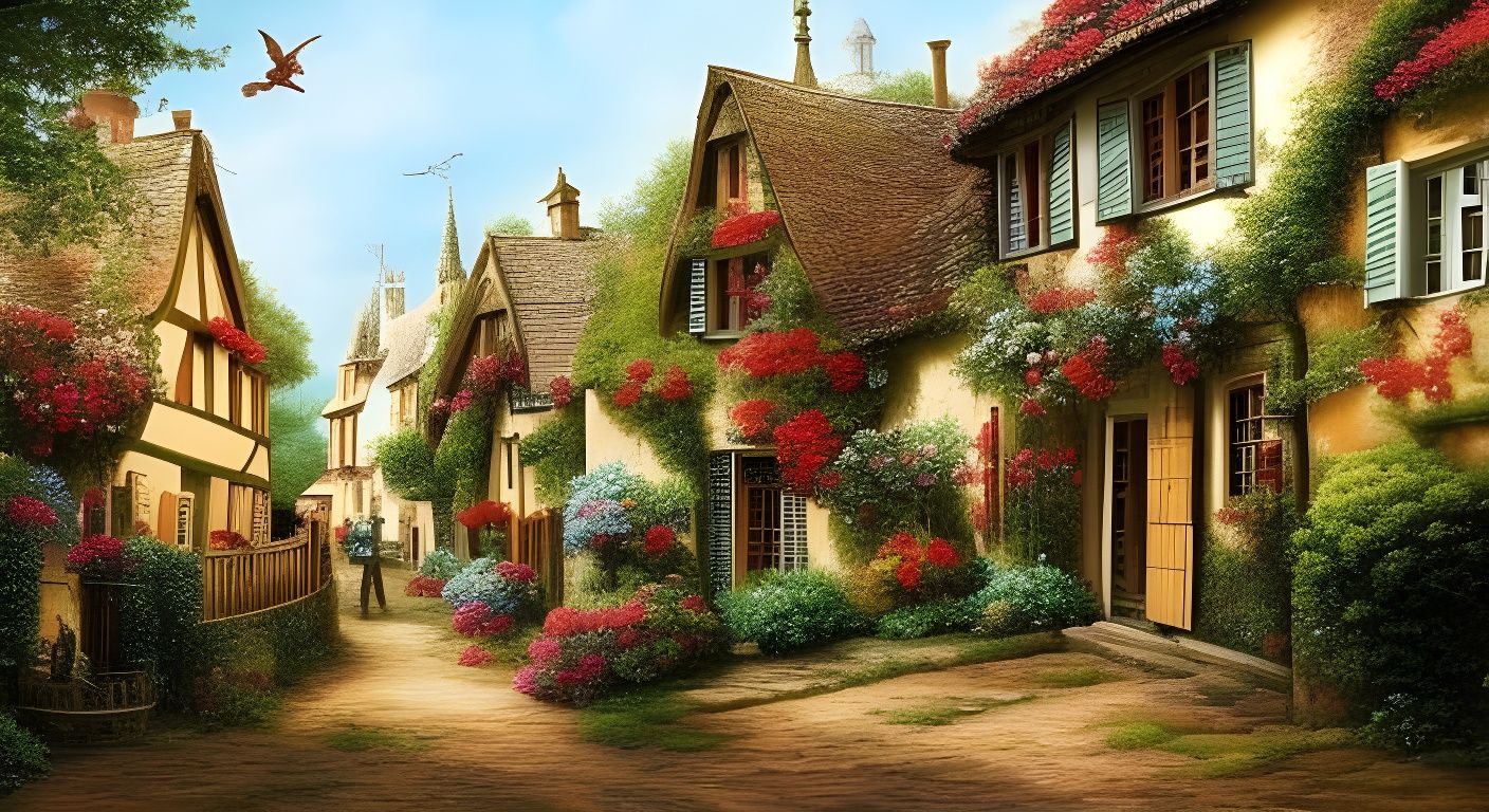 Rococo Countryside Village - AI Generated Artwork - NightCafe Creator