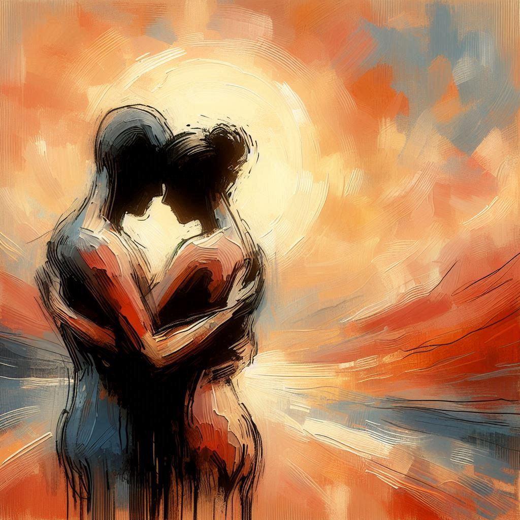 Embracing each other.