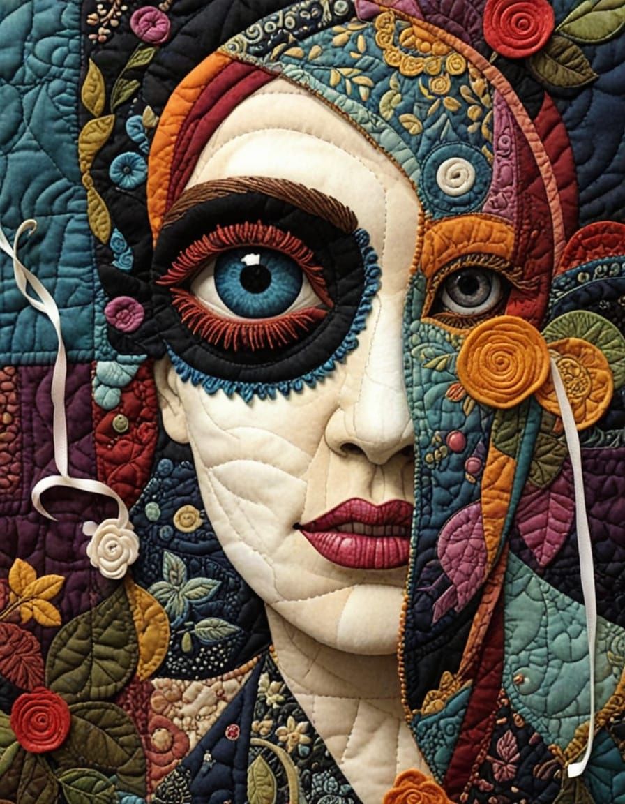 Textile Art Quilt in Vibrant Colors