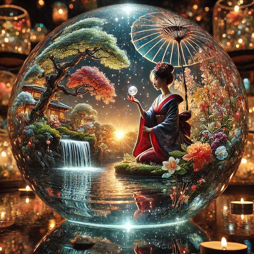Japanese princess in a magical glass