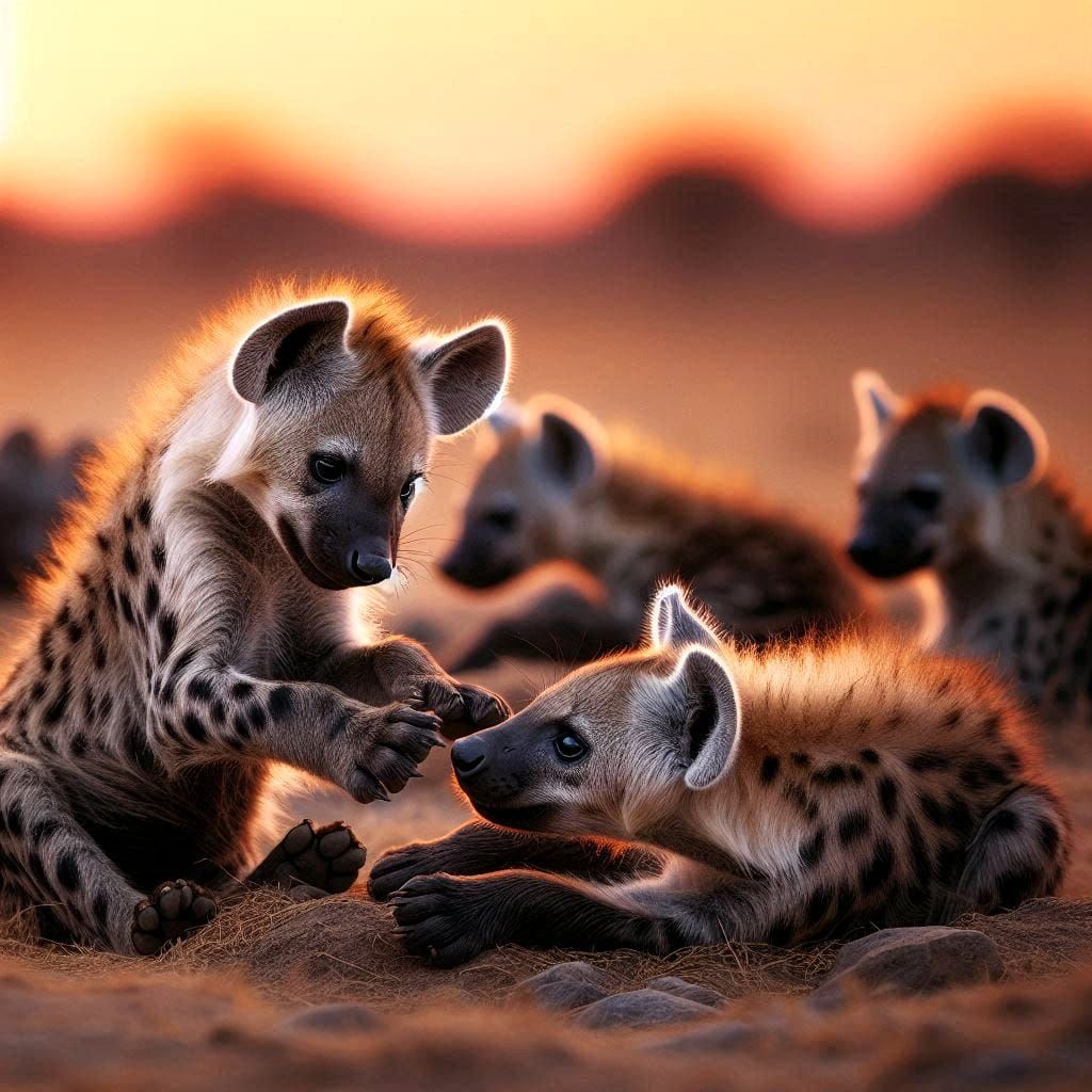 playful hyenas