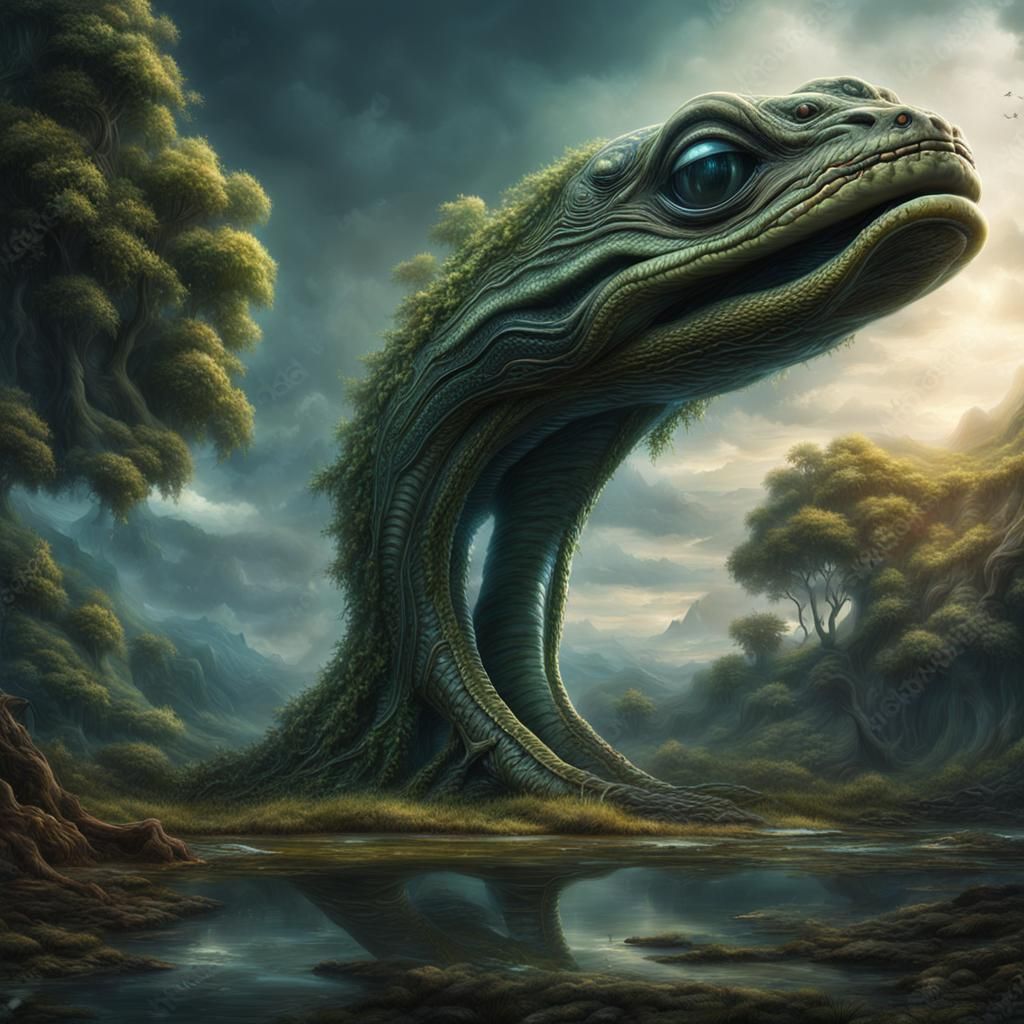 Half tree half eel hybrid alien very beautiful with ambition...