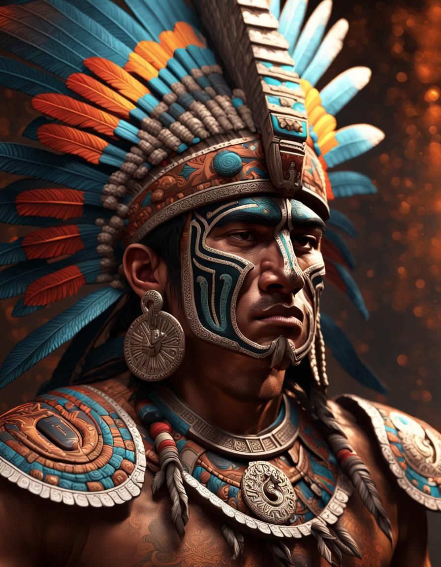 posessed aztec warrior with filigree border dramatic cinematic lighting ...