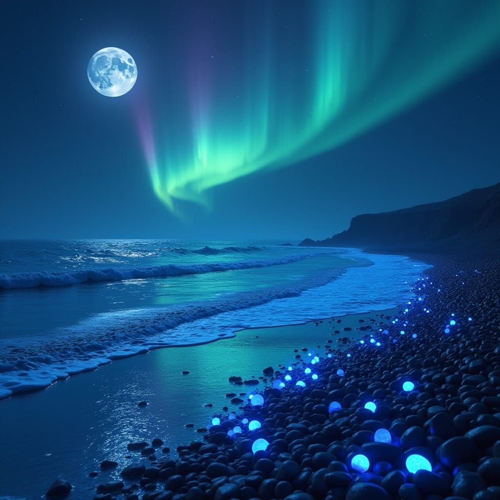 Moonlit Oceanic Dreamscape with Ethereal Glow