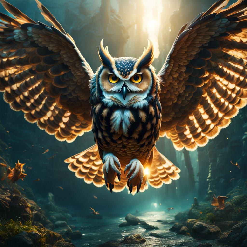 epic owl diving for a mouse - AI Generated Artwork - NightCafe Creator