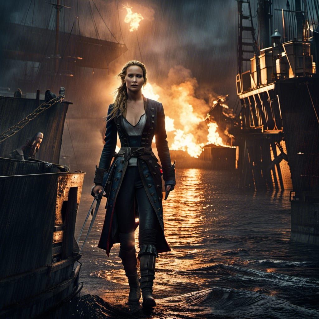 pirate, Jennifer Lawrence, dark, alley, high resolution, photography ...