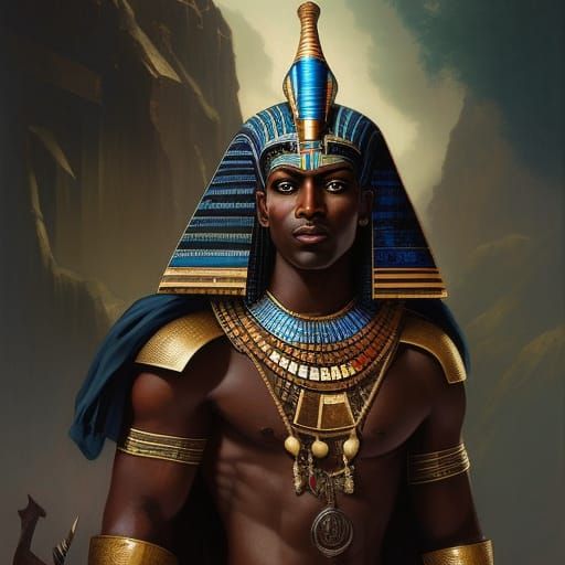 male african ancient egyptian pharaoh in africa:: style by Goya, Tom ...