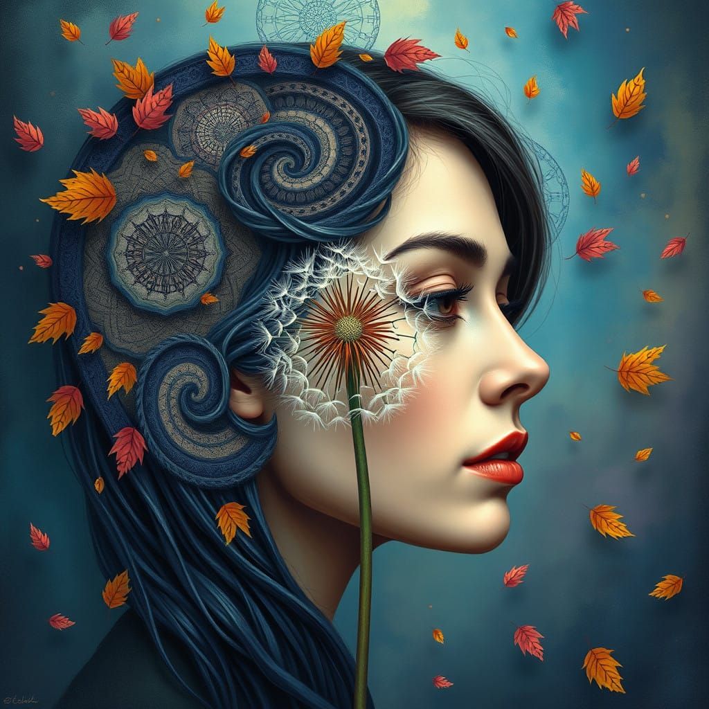 Hyperrealistic Portrait of a Contemplative Woman in Mystical...