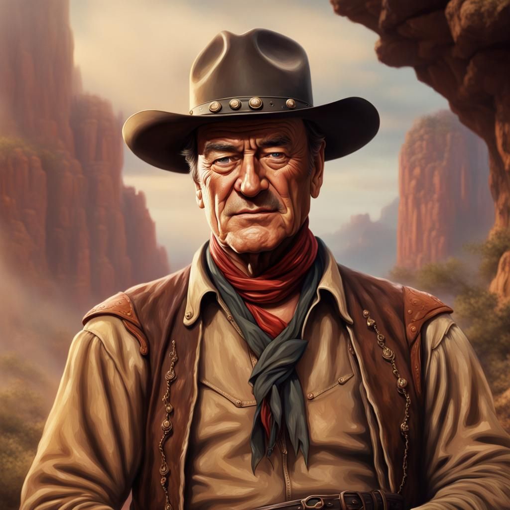Most beautiful portrait painting of John wayne AI Generated Artwork