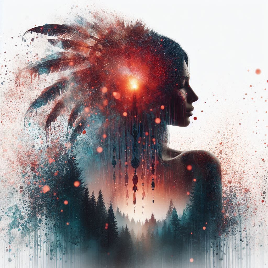 double exposure beautiful fantasy DALL-E 3 portrait landscape..