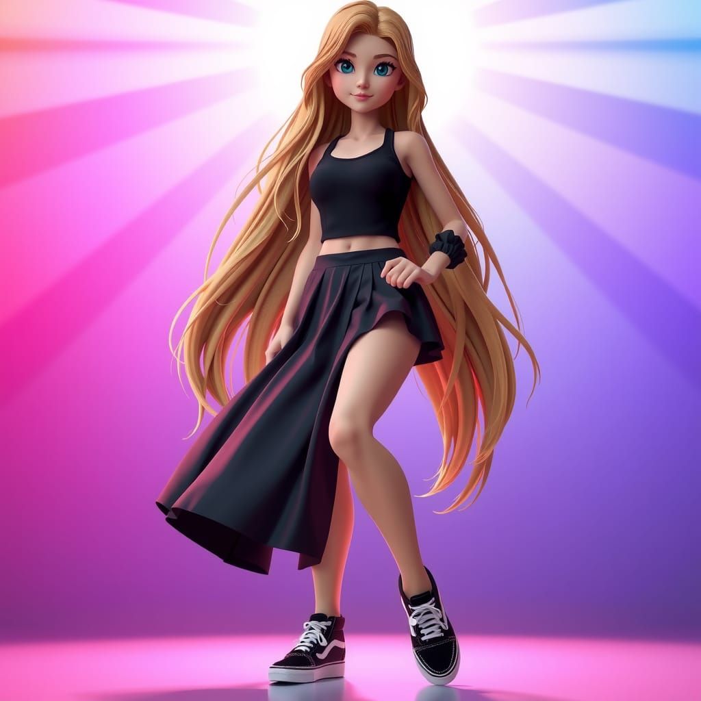 Girl in Vans: 3D Digital Art Inspired by Pixar