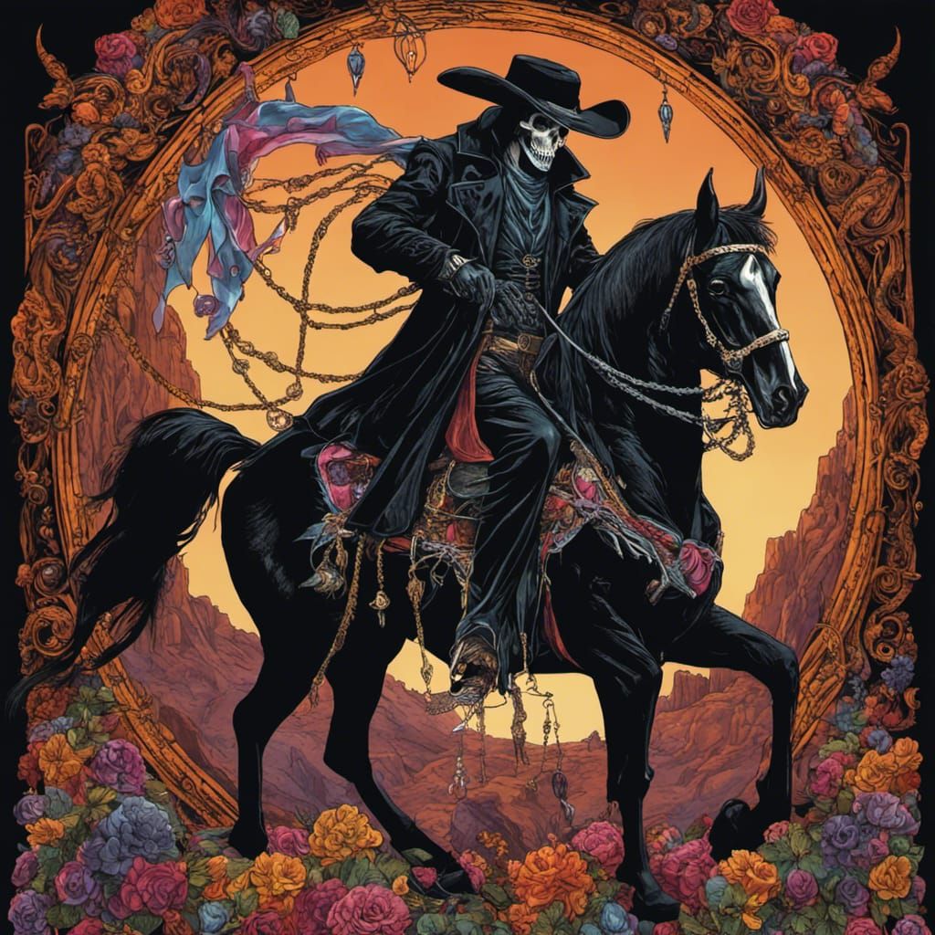The Grim Cowboy on a quest in the desert of death  by @Sundollop