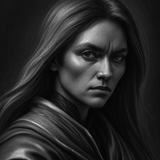 Dramatic Charcoal Portrait in Chiaroscuro Style