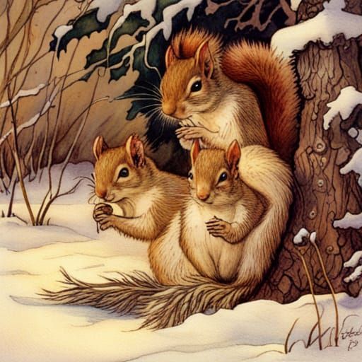 Squirrels by Arthur Rackham and Lisi Martin