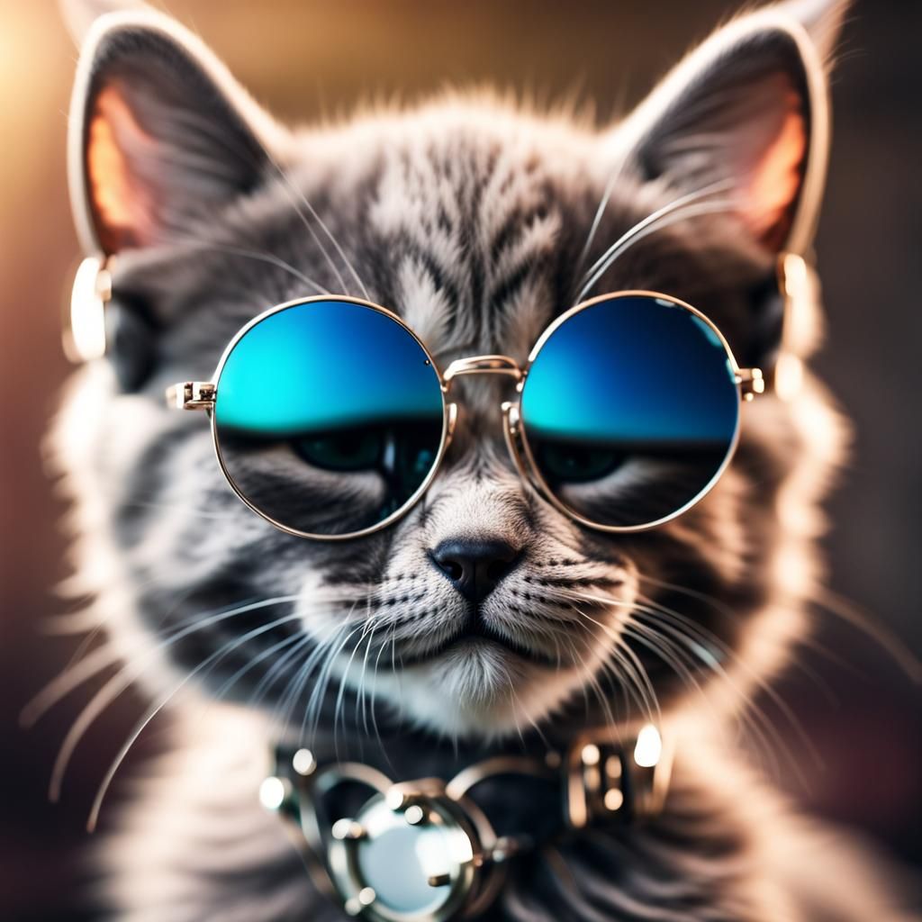 Cute Kitten Wearing Sunglasses - Ai Generated Artwork - Nightcafe Creator