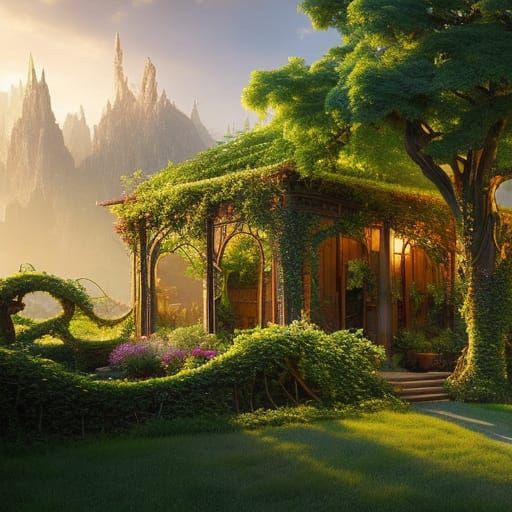 house covered in vines