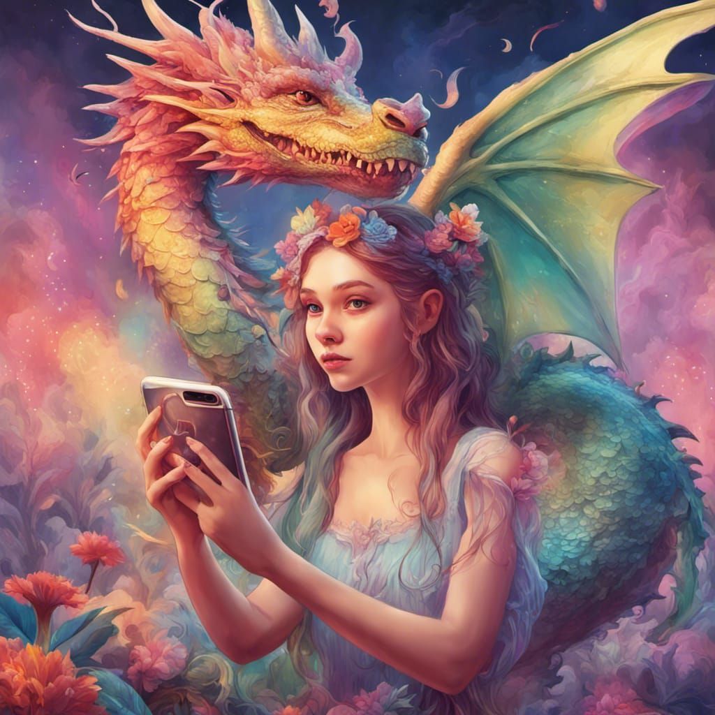 magical fairy and a mythical dragon
