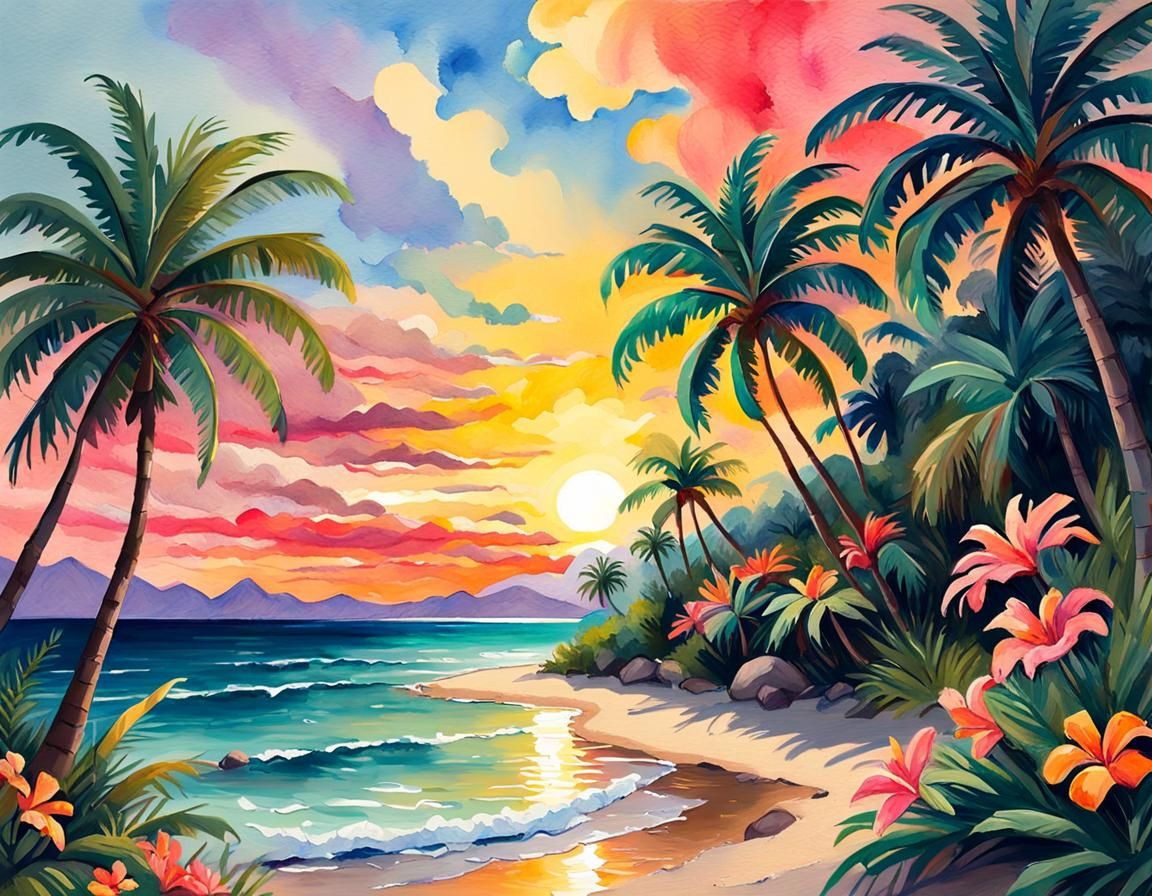 Tropical Island Sunset.