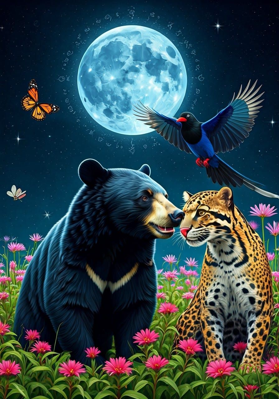 Taiwanese Wildlife Symphony in Geometric Pop Art