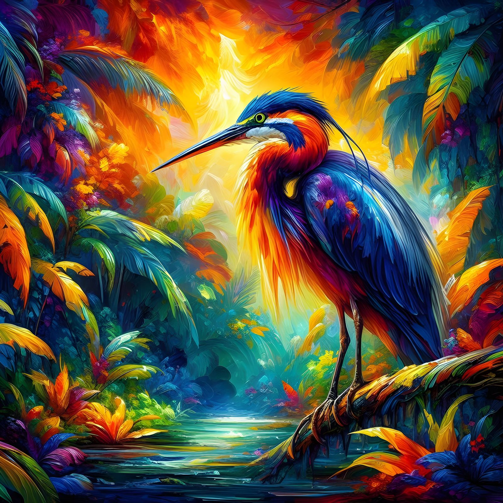 Colorful Heron  by @Klaorman