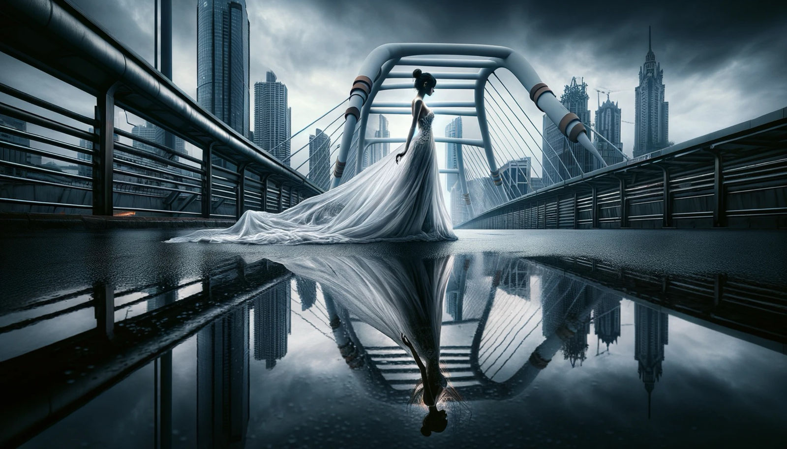 Ethereal Reflections: A Dystopian Elegance