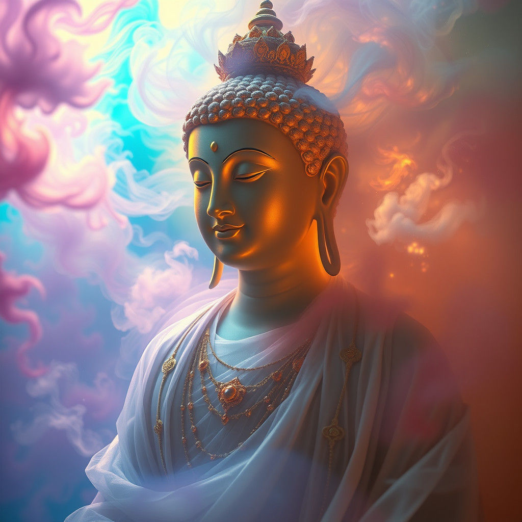 Ethereal Bodhisattva in Dreamscape, Art Nouveau Style