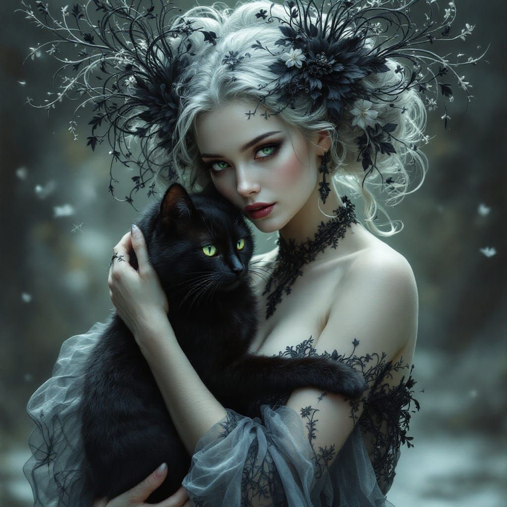 Ethereal Woman in Lavender and Gold