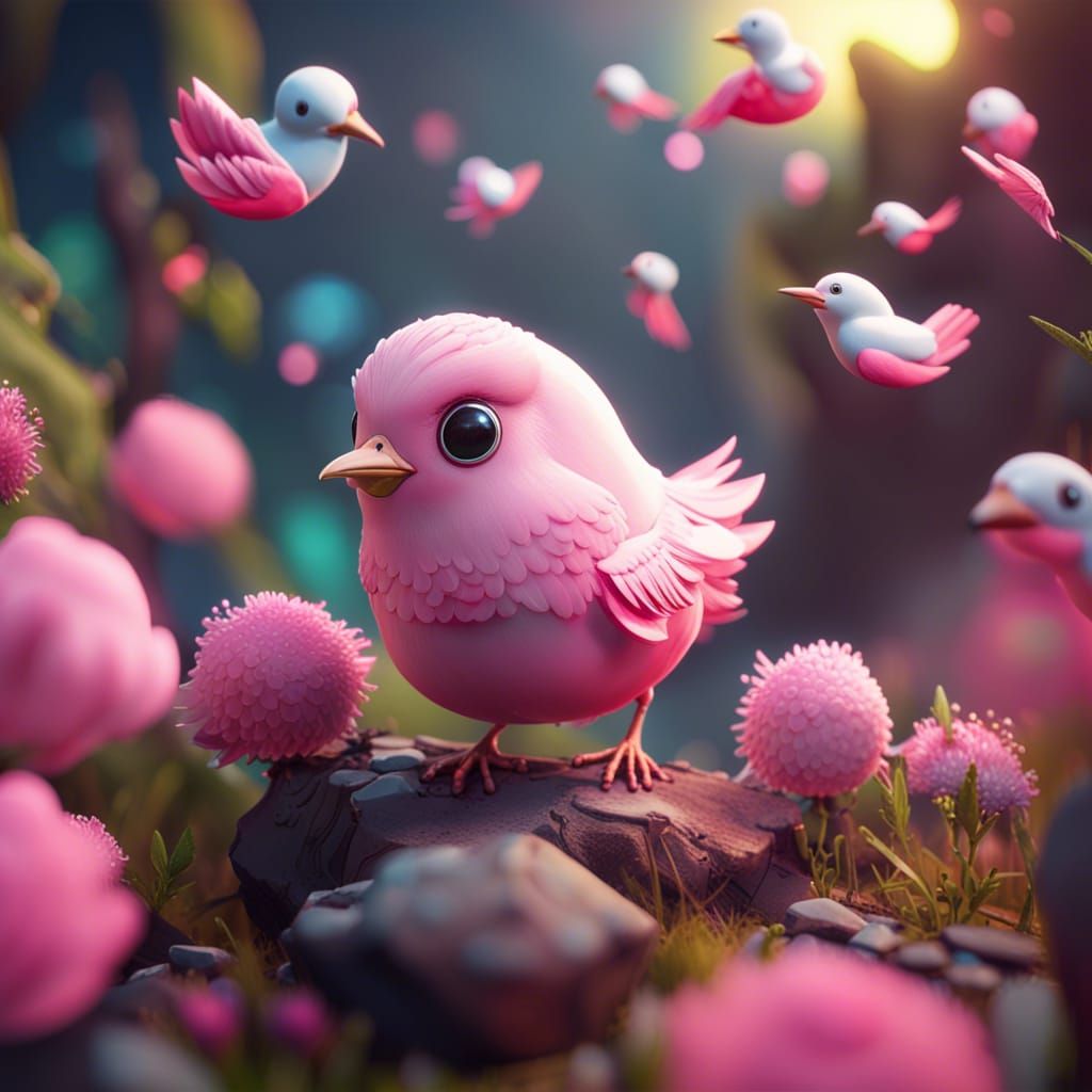 des oiseaux mignon et de couleur rose