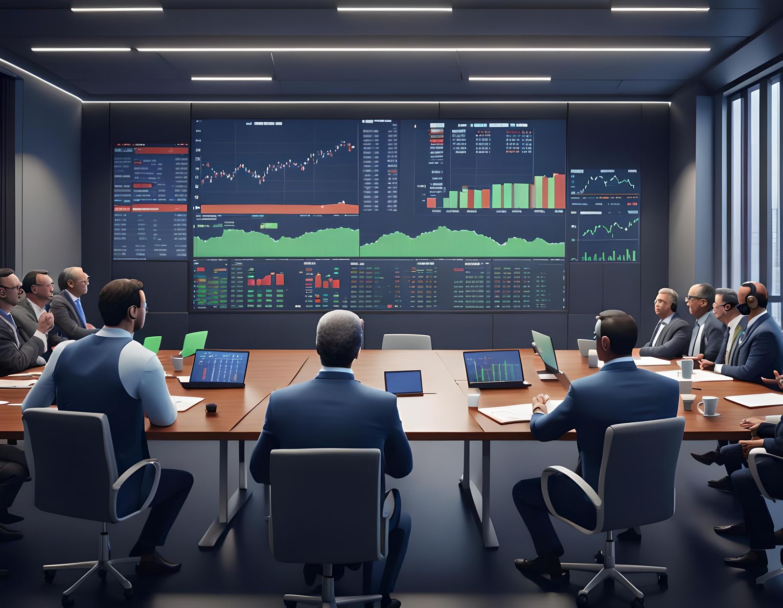 a photorealistic image of an executive presentation on stock...