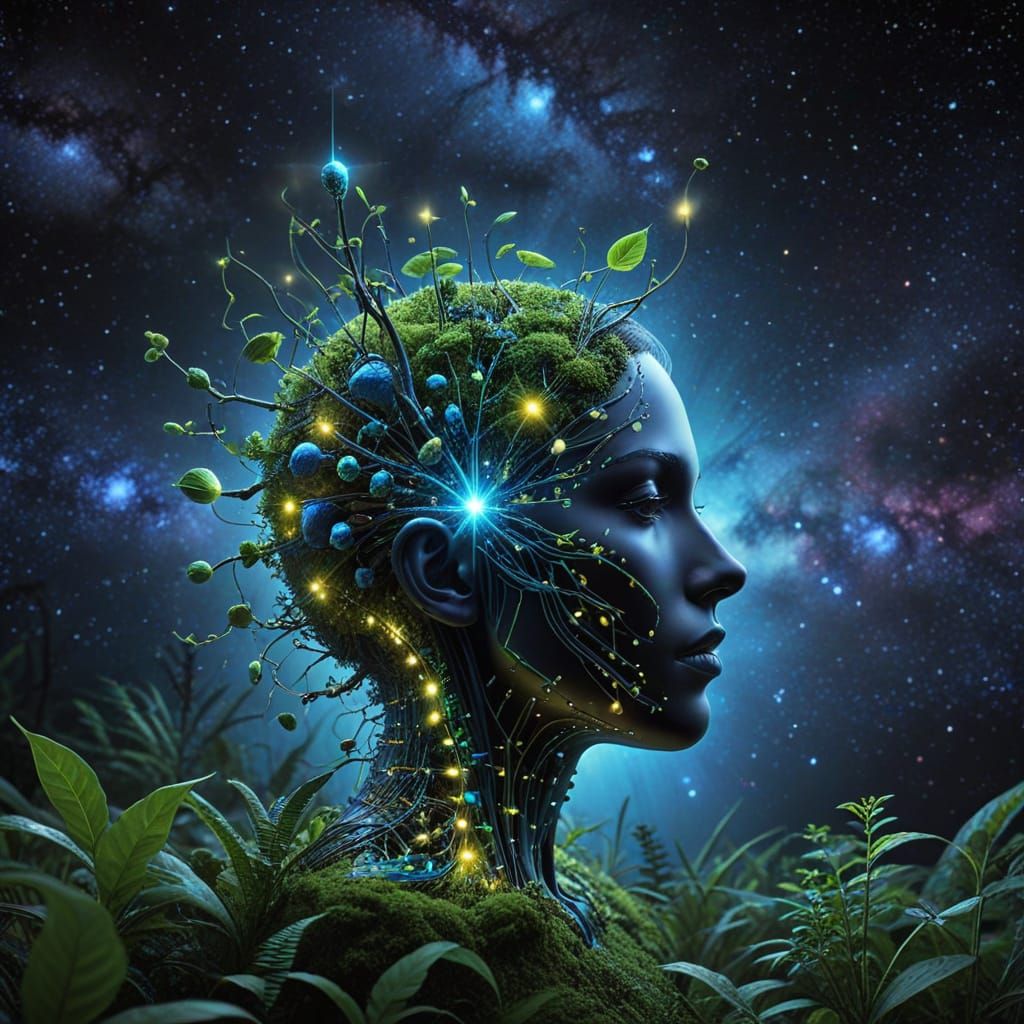 Vibrant Cosmic Code Blooms in Organic Harmony