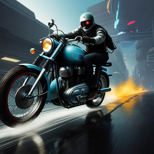 Retro future art, motorcycle